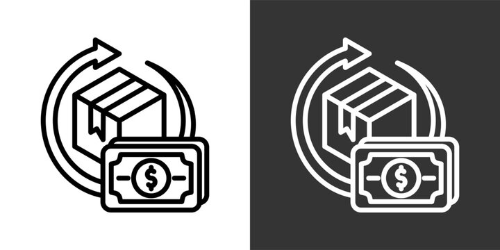 Returns Black And White Multiple Style Icon Set Collection Pack Vector Illustration 