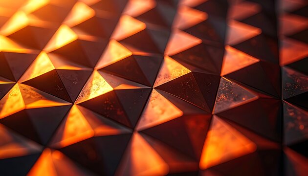 Golden triangular pattern background texture.