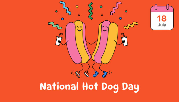 National Hot Dog Day, hot dog icons, food illustration, vector graphics, July 18th celebration