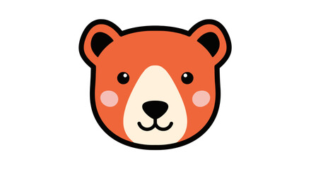 Cute orange bear cub head with rosy cheeks mascot © oky