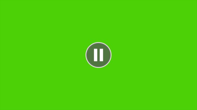 Pause Button Icon Animation Green Screen Chroma Key UI Element