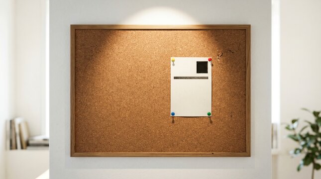 Electrical Meter Box Mounted on a Beige Corkboard Wall Panel, with Clean Modern Interior Surroundings and Visible Mounting Hardware