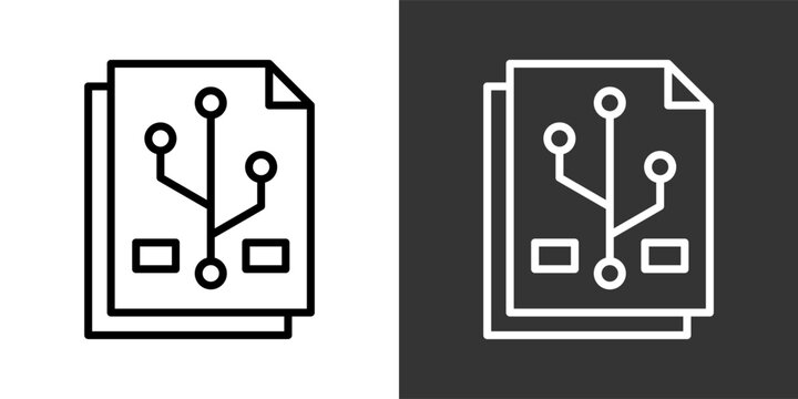 Git Branch Black And White Multiple Style Icon Set Collection Pack Vector Illustration 