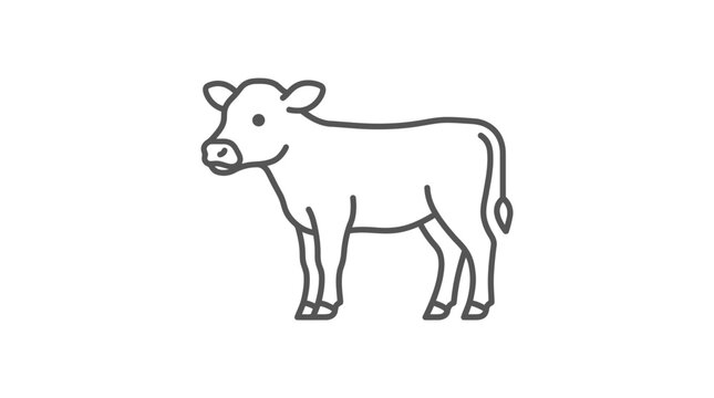 Side profile view of young calf cow line art.