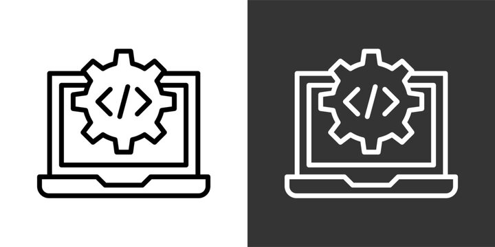 Software Black And White Multiple Style Icon Set Collection Pack Vector Illustration 