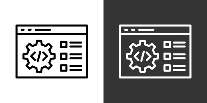 Development Black And White Multiple Style Icon Set Collection Pack Vector Illustration 
