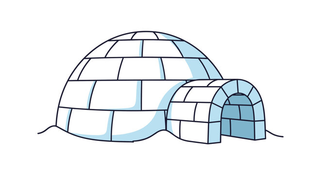 Traditional arctic igloo built from ice blocks sitting on a snowy ground under cold polar conditions for winter survival and housing concepts.