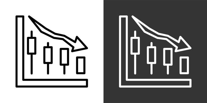 Bearish Black And White Multiple Style Icon Set Collection Pack Vector Illustration 