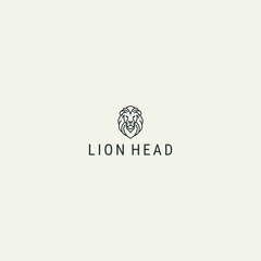Fototapeta premium Minimalist lion head logo design with text for branding and identity