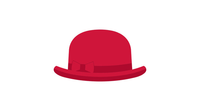 Classic red bowler hat icon isolated on white.