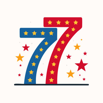 Number 77 with Stars and Stripes Design