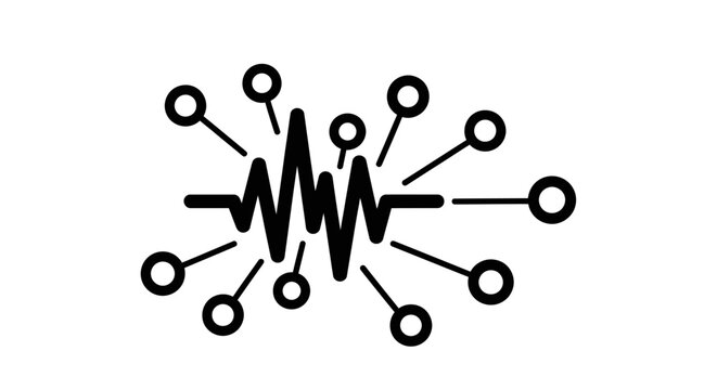 Abstract representation of a digital signal waveform with nodes.