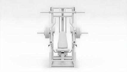 Obraz premium A weight training machine sits idle on a clean white gym floor