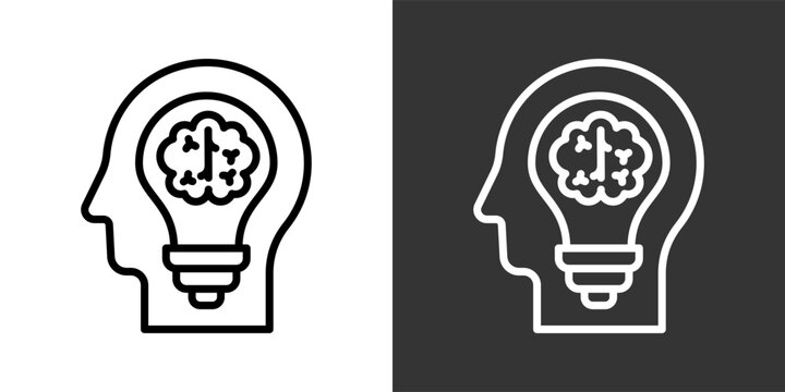 Innovative Thinking Black And White Multiple Style Icon Set Collection Pack Vector Illustration 