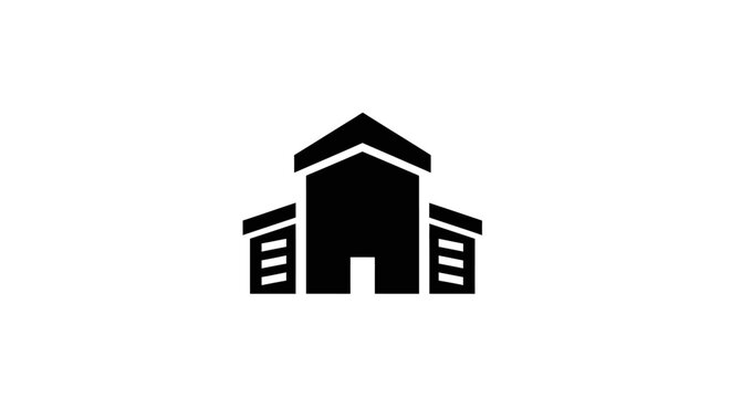 Abstract Building Icon Silhouette. Black Vector Pictogram for Office, School, University, Hospital, or Business Architecture Symbol
