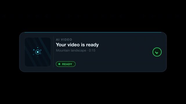 Ideal for software development projects, website design, and app notifications, this ai videoready interface displays status messages against a mountain landscape icon backdrop.