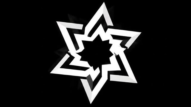 Abstract animated star shape against black background motion graphics