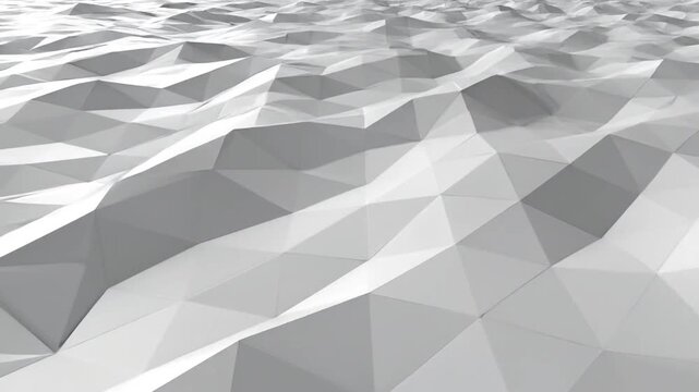 Abstract low poly landscape background, geometric terrain, white polygonal surface, motion graphic
