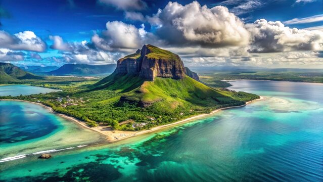 Le morne brabant in mauritius mit meer panorama