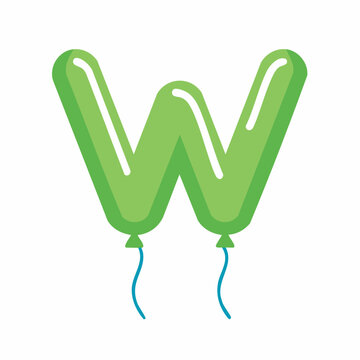 Green Letter W Balloon
