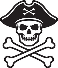 Fototapeta premium Pirate Skull and Crossbones Emblem with Captain Hat for Adventure and Halloween Design