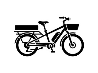 Fototapeta premium Black silhouette icon of an electric cargo bicycle rear wheel and rack