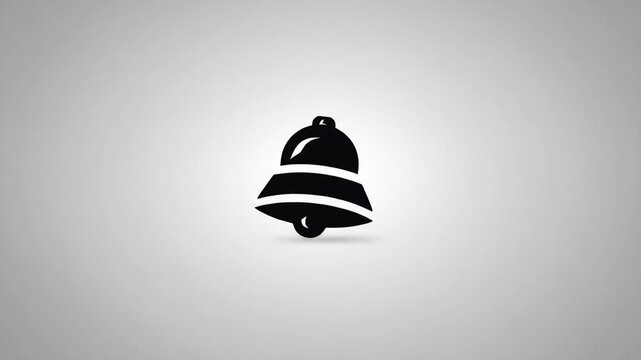 Simple black bell icon on gray background for notifications