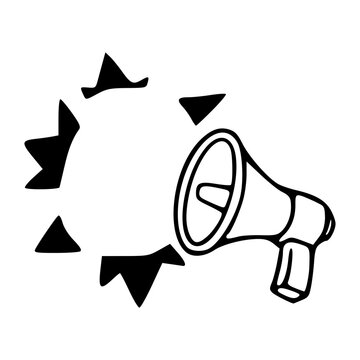 doodle drawing of a loud speaker for announcement and promotion concept