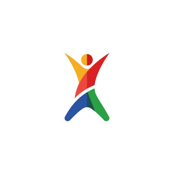 Colorful Human Figure Logo Design.