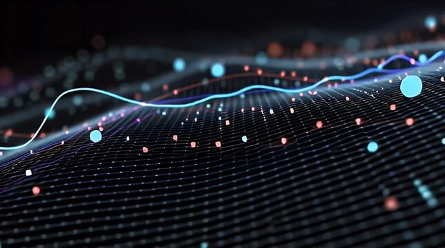 Futuristic Digital Data Waves and Light Trails