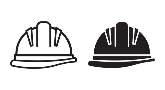 Hard hat icons set for construction safety and industrial protection