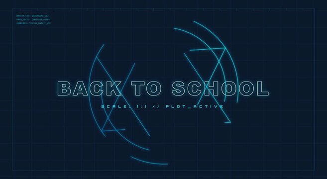 Back to school digital hud overlay with rotating geometric animation education