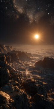 Ultra-Realistic View of a Tidally Locked Exoplanet Between Eternal Day and Endless Night