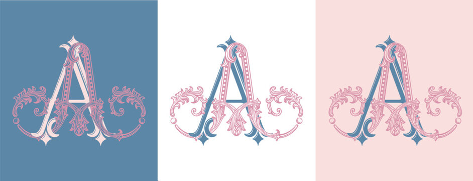 AA monogram with decorative ornamental initials. Elegant wedding logo for bridal stationery, invitations and celebration branding.
