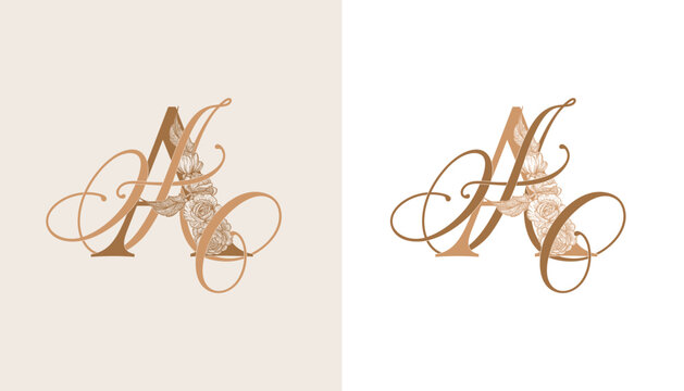 AA wedding monogram logo featuring elegant intertwined initials. Luxury design for invitations, stationery and romantic wedding branding.