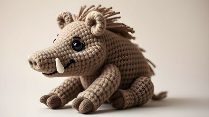 Obraz premium cute crochet amigurumi wild boar plush