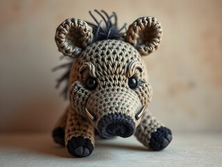 Obraz premium cute crochet amigurumi wild boar plush