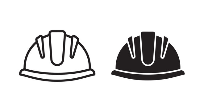 Hard hat icons set for construction and safety gear