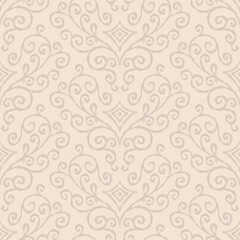 Fototapeta premium Light Cream Swirling Damask Pattern