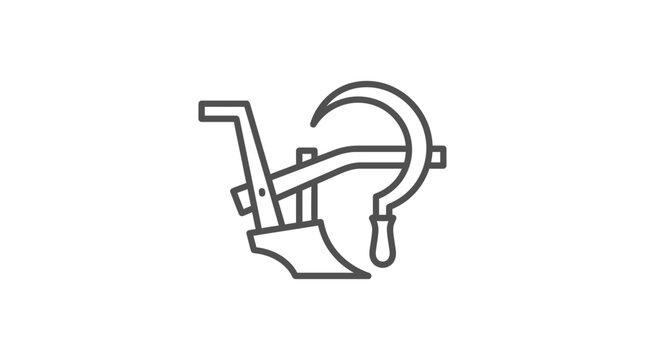 Traditional wooden plow agricultural tool line art illustration.