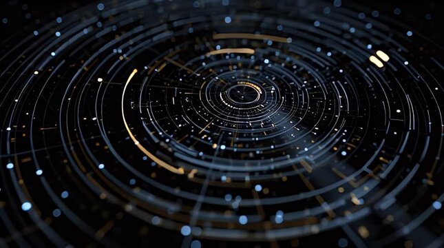 Futuristic Digital Data Visualization with Circular Interface