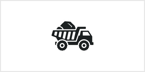 Black Dump Truck Icon Filled With Dirt © nizar