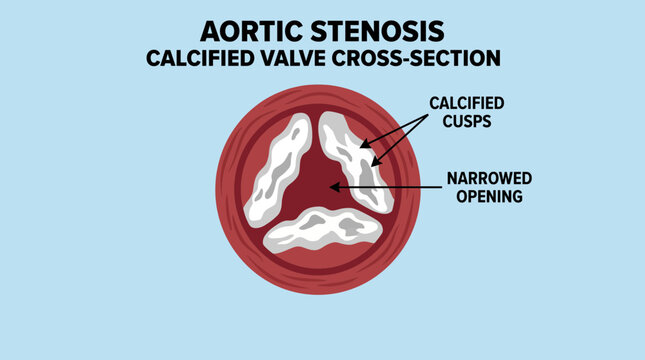Aortic Stenosis Calcified Valve Cross-Section Illustration