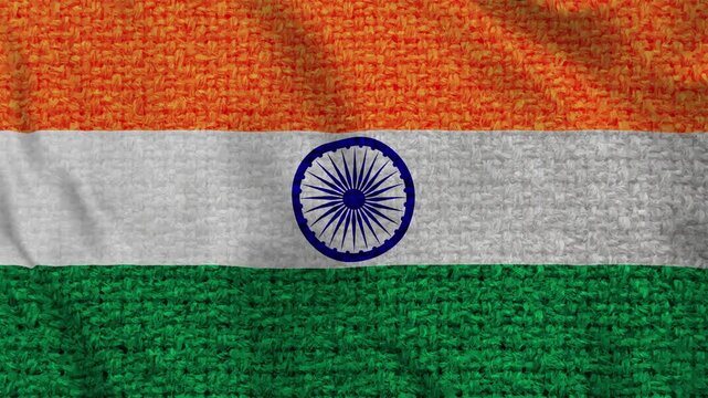 India National Flag Knitted Fabric Texture Background Tricolor Saffron White Green Ashoka Chakra