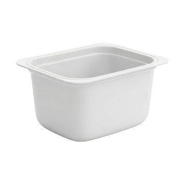 Empty white plastic food container for dairy snacks isolated on transparent background