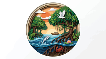 Obraz premium Mangrove Ecosystem Scene