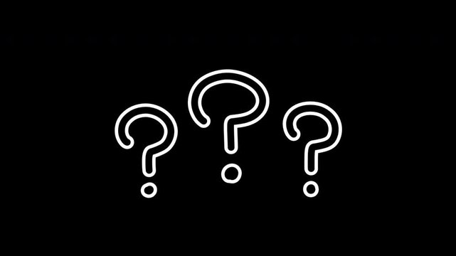 Hand-Drawn Question Marks Pop Up and Swaying Animation with Alpha Channel, 4K