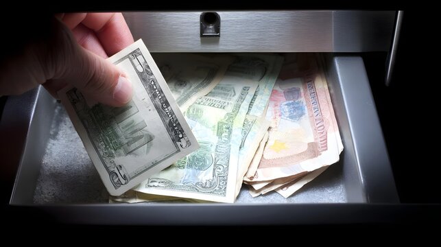 confidential documents inside hidden desk compartment dramatic lighting