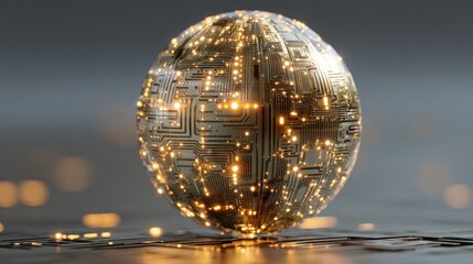Obraz premium Circuit sphere futuristic technology
