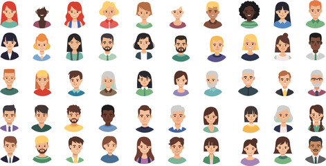 Cartoon avatars of diverse people in grid, vector character portraits with different styles, outfits, appearances, community, diversity, inclusion design © Nafij World